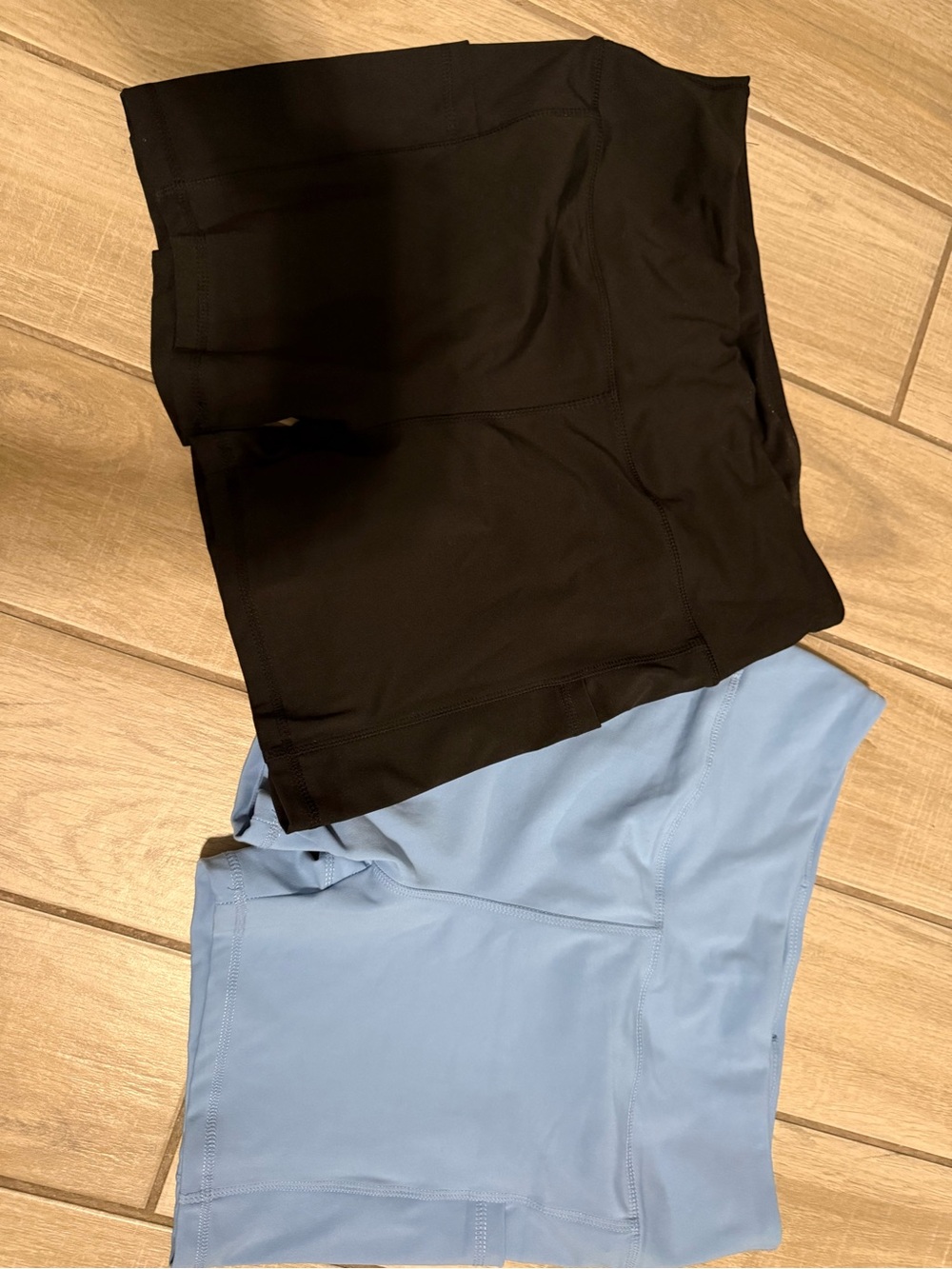 Women's Athletic Bike Shorts - Black and Light Blue